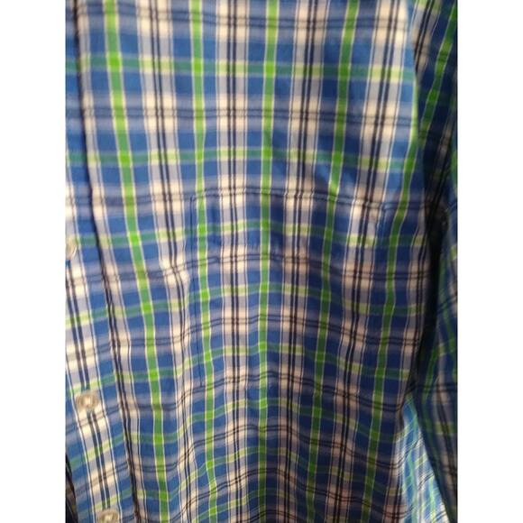 Croft&Barrow Men's XL Shirt Blue Green Plaid Collared Button Shirt Sleeve - Picture 5 of 10